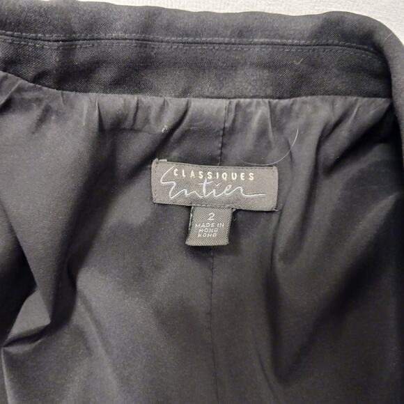 Classiques Entier Black Blazer Size 2 WOOL BLEND Business Casual Career Jacket - Picture 13 of 13